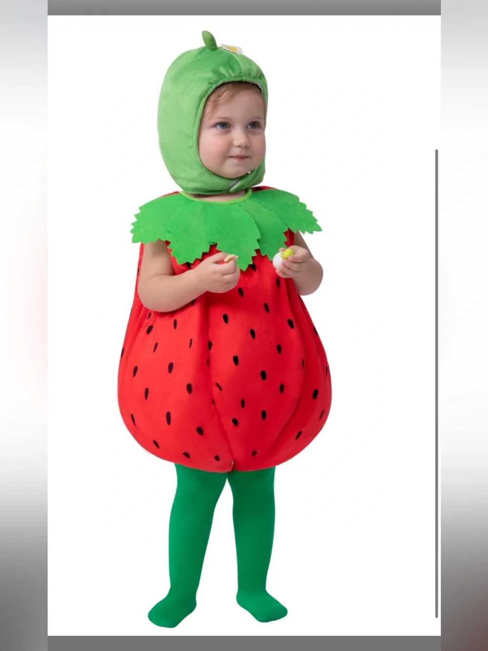 Kids Strawberry Costume - Green and Red- used once-  8-24 months old